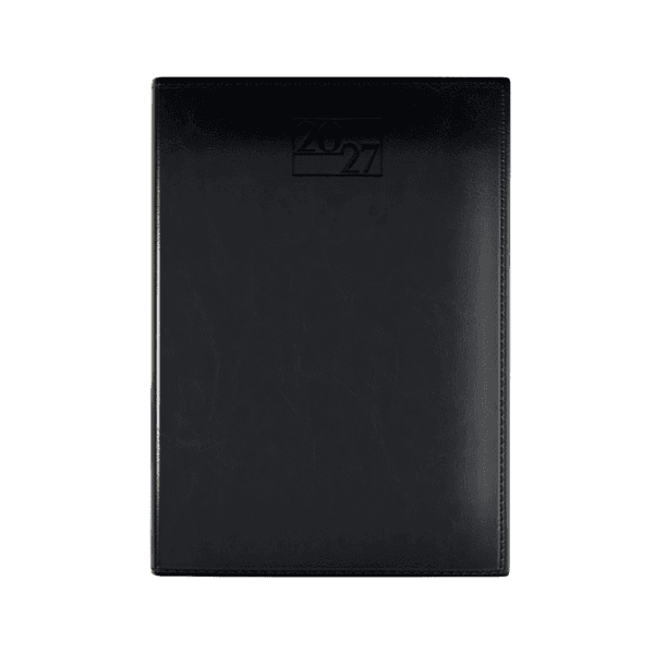 Harrogate SaharaHide Faux Leather A5 Diary, Day Per Page, Black