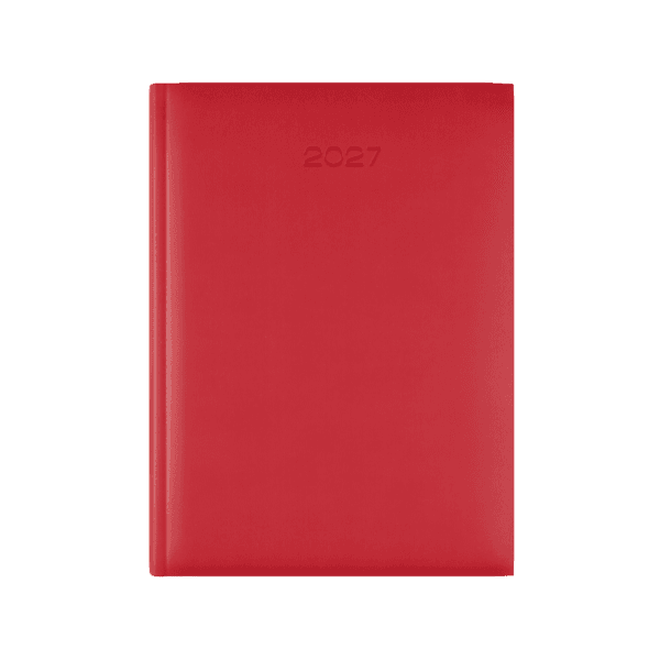 Lewes SmoothGrain A5 Desk Diary, Week To View, Red