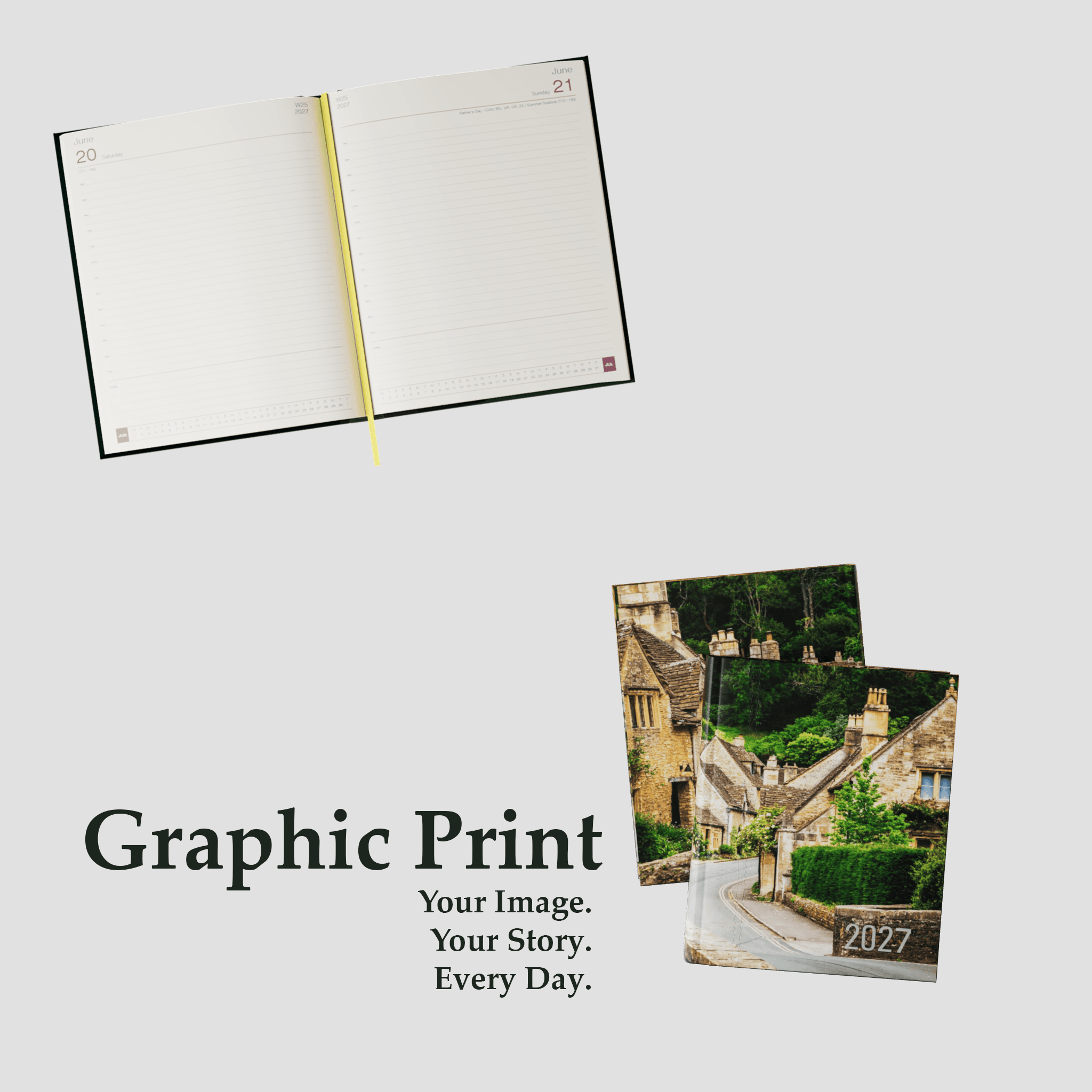 Graphic Prints Quarto Diary, Week to View, Full Colour
