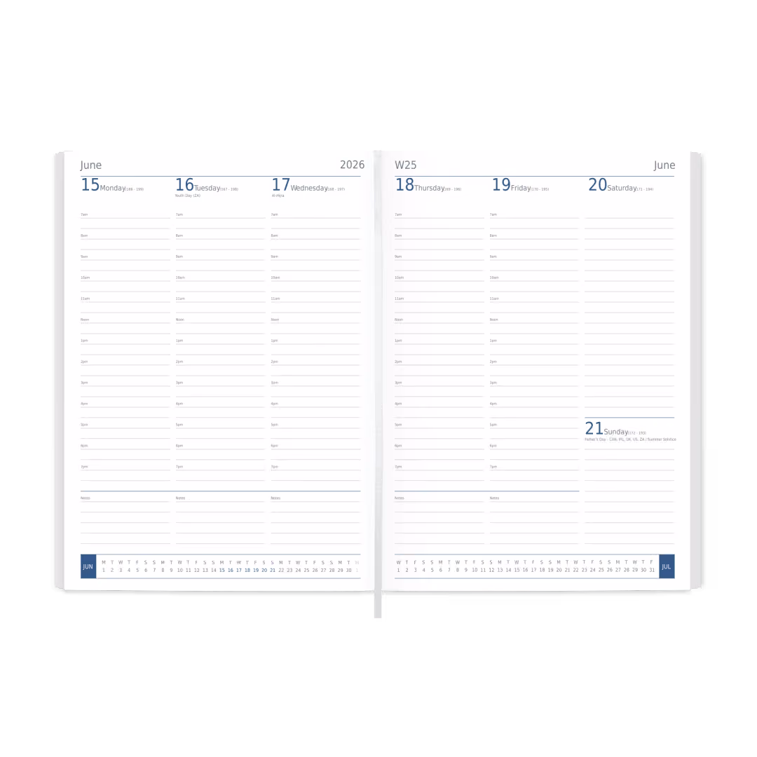 Richmond Quarto Desk Diary, Week to View, Black