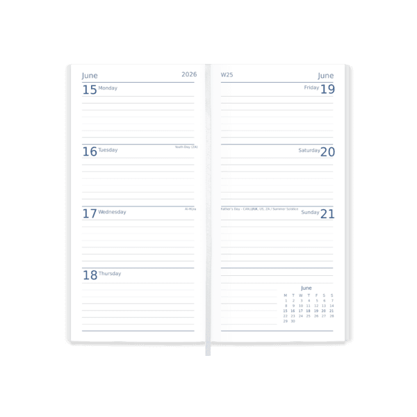 Richmond FineGrain Pocket Diary, Week to View, Red