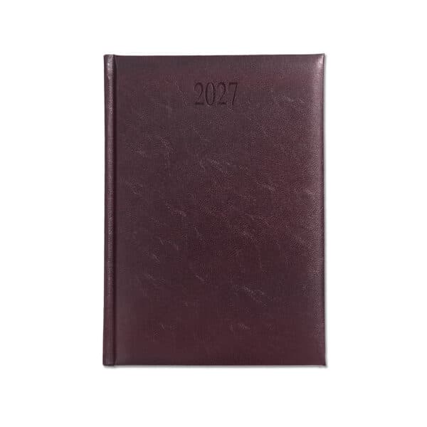 Richmond A5 Desk Diary, Day Per Page, White Pages, Burgundy