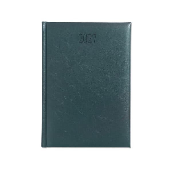 Richmond A5 Desk Diary, Day Per Page, White Pages, Green