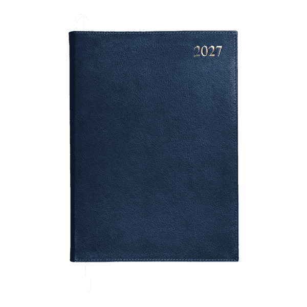 Chelsea Leather A4 Desk Diary, Day Per Page, Blue