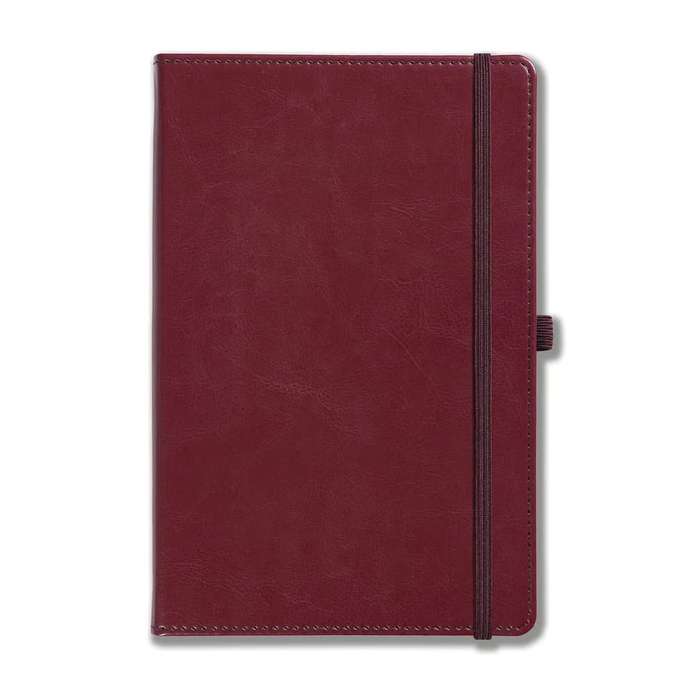 Harrogate Faux Leather A5 Notebook, Feint Ruled, Burgundy