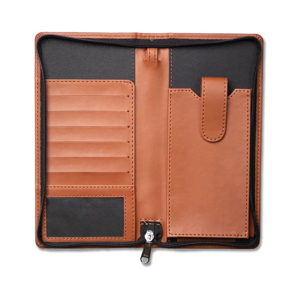 Dorchester Collection Faux Leather Travel Wallet Tan